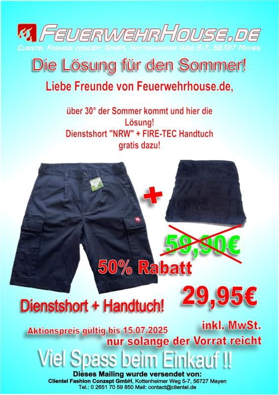 Dienstshort NRW + Fire-Tec Handtuch
